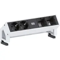 Bachmann DESK2 2x Geaard stopcontact 2x ABD GST18 Inox