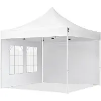 TOOLPORT 3x3 m Easy up partytent, ECONOMY staal 30mm met zijwanden (vensters), wit