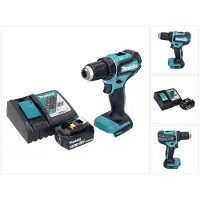 Makita Boormachine + slagboor, DDF 485 RF1 Snoerloze boormachine 18 V 50 Nm borstelloos + 1x oplaadbare batterij 3.0 Ah + oplader (Oplaadbare batterij)