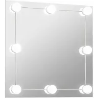 vidaXL Wandspiegel met LED-lampen vierkant glas