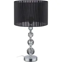 Relaxdays Tafellamp Zwart/Zilver – E27 Nachtkastlamp met Kristallen Voet – 54 x 29,5 cm