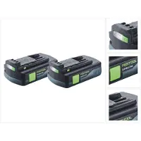 Festool accu-set 2x BP 18 Li 3,0 C accu 18 V 3,0 Ah / 3000 mAh Li-Ion ( 2x 577658 ) met laadindicator