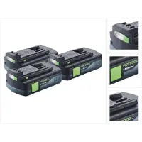Festool accuset 3x BP 18 Li 3,0 C accu 18 V 3,0 Ah / 3000 mAh Li-Ion ( 3x 577658 ) met laadindicator
