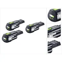 Festool accu set 3x BP 18 Li 3,0 Ergo I accu 18 V 3,0 Ah / 3000 mAh Li-Ion ( 3x 577704 ) met laadindicator