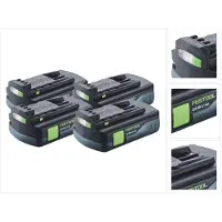 Festool accu set 4x BP 18 Li 3,0 C accu 18 V 3,0 Ah / 3000 mAh Li-Ion ( 4x 577658 ) met laadindicator