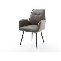 DELIFE Eetkamerstoel Zoa-Flex microvelours grijs antiek 4-poot conisch zwart pocketveer kern