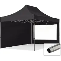 TOOLPORT 3x4,5m Easy up partytent, PREMIUM staal 40mm met zijwanden (panorama), zwart
