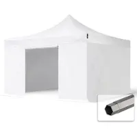 TOOLPORT 4x4 m Easy up partytent PVC, PREMIUM staal 40mm met zijwanden, wit
