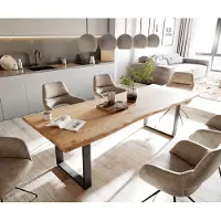 DELIFE Eettafel Classic-Edge 260x100 acacia natuur frame hoekig metaal zwart