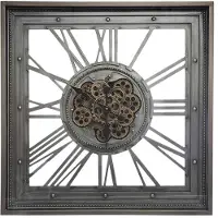 Atmosphera Wandklok met zichtbaar en bewegend raderwerk - Industrieel look - Hoogwaardig metaal en glas - 80cm x 80cm x 11cm