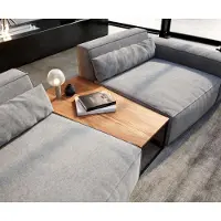 DELIFE Bijzettafel Tatius 120x40/70 natuur acacia onderstel zwart bijpassend Sirpio trapeziumtafel