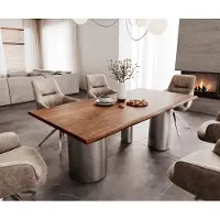 DELIFE Eettafel Edge 200x100 acacia bruin Troa RVS geborsteld Live-Edge