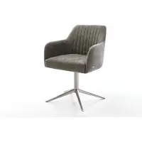 DELIFE Draaistoel Greg-Flex bouclé zacht mud kruispoot roestvrij staal 360° draaibaar rocker-functie pocketveer kern