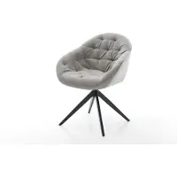 DELIFE Draaistoel Gaio-Flex zachte stof met structuur grijs kruisframe breed zwart 360° draaibaar rocker-functie