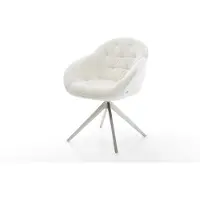 DELIFE Draaistoel Gaio-Flex bouclé zacht beige kruisframe breed roestvrij staal 360° draaibaar rocker-functie