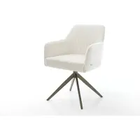 DELIFE Draaistoel Greg-Flex bouclé zacht beige kruisframe breed afwerking met titanium 360° draaibaar rocker-functie pocketveer kern