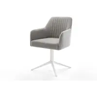 DELIFE Draaistoel Greg-Flex zachte stof met structuur grijs kruispoot wit 360° draaibaar rocker-functie pocketveer kern