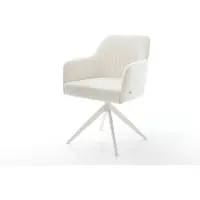 DELIFE Draaistoel Greg-Flex bouclé zacht beige kruisframe breed wit 360° draaibaar rocker-functie pocketveer kern