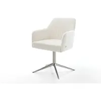 DELIFE Draaistoel Greg-Flex bouclé zacht beige kruispoot roestvrij staal 360° draaibaar rocker-functie pocketveer kern