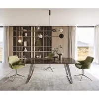 DELIFE Eettafel Edge Keramiek Emperador Extra Lucidato Donkerbruin 200x100 Roestvrij staal schuin