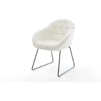 DELIFE Eetkamerstoel Gaio-Flex bouclé zacht beige slipframe zwart