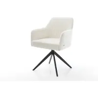 DELIFE Draaistoel Greg-Flex bouclé zacht beige kruisframe breed zwart 360° draaibaar rocker-functie pocketveer kern