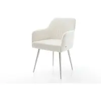 DELIFE Eetkamerstoel Greg-Flex bouclé zacht beige 4-poot conisch roestvrij staal pocketveer kern