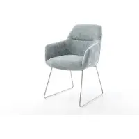 DELIFE Eetkamerstoel Pejo-Flex chenille pastelblauw slipframe roestvrij staal pocketveer kern