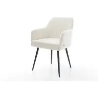 DELIFE Eetkamerstoel Greg-Flex bouclé zacht beige 4-poot conisch zwart pocketveer kern