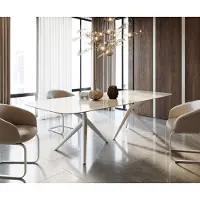 DELIFE Eetkamertafel Edge Boot 270x120 keramiek Iris FMG Onice Grigio Estelar rond metaal wit
