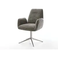 DELIFE Draaistoel Zoa-Flex bouclé zacht mud kruispoot roestvrij staal 360° draaibaar rocker-functie pocketveer kern