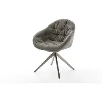 DELIFE Draaistoel Gaio-Flex bouclé zacht mud kruisframe breed grafiet 360° draaibaar rocker-functie