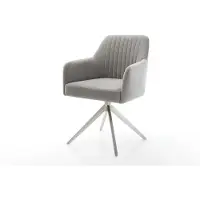 DELIFE Draaistoel Greg-Flex zachte stof met structuur grijs kruisframe breed roestvrij staal 360° draaibaar rocker-functie pocketveer kern