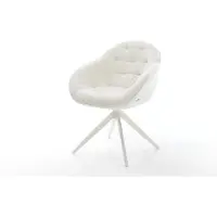DELIFE Draaistoel Gaio-Flex bouclé zacht beige kruisframe breed wit 360° draaibaar rocker-functie