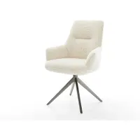 DELIFE Draaistoel Zelia-Flex met armleuning teddy beige kruisframe breed grafiet 360° draaibaar rocker-functie pocketveer kern
