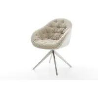 DELIFE Draaistoel Gaio-Flex geweven stof beige kruisframe breed roestvrij staal 360° draaibaar rocker-functie