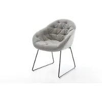 DELIFE Eetkamerstoel Gaio-Flex zachte stof met structuur grijs slipframe zwart