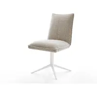 DELIFE Draaistoel Lelio-Flex geweven stof beige kruispoot wit 360° draaibaar rocker-functie pocketveer kern