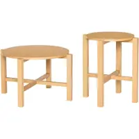 Hubsch Four salontafel naturel set van 2 stuks