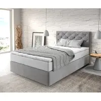 DELIFE Boxspringbed Dream-Great 120x200 cm Microvezel Grijs met TFK Matras en Visco Topper