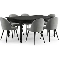 Ebuy24 Amaretta eethoek tafel zwart 6 stoelen velours grijs.