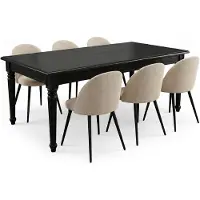 Ebuy24 Amaretta eethoek tafel zwart 6 stoelen velours beige.