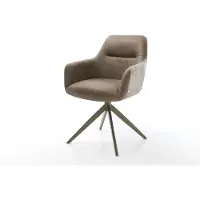 DELIFE Draaistoel Pejo-Flex microvelours taupe vintage kruisframe breed afwerking met titanium 360° draaibaar pocketveer kern
