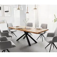 DELIFE Eettafel Edge 200x100 acacia natuur kruisframe rechthoek zwart Live-Edge