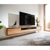 DELIFE Tv-meubel Stonegrace 240 cm acacia natuur 2 deuren 1 legplank 2 laden steenfineer V-poot
