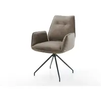 DELIFE Eetkamerstoel Zoa-Flex microvelours taupe vintage kruisframe conisch zwart pocketveer kern