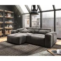 DELIFE Hoekbank Sirpio 230x155 cm microvezel kaki bruin variabele rugleuning met kruk