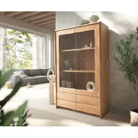 DELIFE Vitrinekast Live-Edge 120x190 cm acacia natuur 2 deuren 4 laden massief