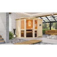 Karibu | Amelia 3 Sauna | Helderglas Deur | Biokachel 9 kW Externe Bediening