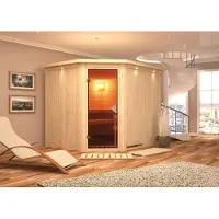 Karibu | Malin Sauna met Dakkraag | Bronzeglas Deur | Kachel 9 kW Geïntegreerde Bediening